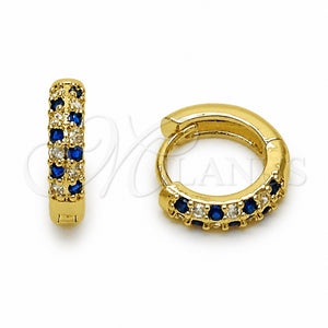 Argolla Huggie 02.267.0146.3.14 Oro Laminado, con Zirconia Cubica Zafiro Azul y Blanca, Pulido, Tono Dorado