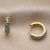 Argolla Huggie 02.267.0146.4.14 Oro Laminado, con Zirconia Cubica Turquoise y Blanca, Pulido, Tono Dorado