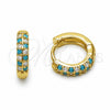 Argolla Huggie 02.267.0146.4.14 Oro Laminado, con Zirconia Cubica Turquoise y Blanca, Pulido, Tono Dorado