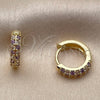 Argolla Huggie 02.267.0146.5.14 Oro Laminado, con Zirconia Cubica Amatista y Blanca, Pulido, Tono Dorado