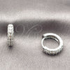 Argolla Huggie 02.267.0146.7.14 Rodio Laminado, con Zirconia Cubica Blanca, Pulido, Rodinado