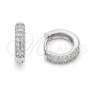 Argolla Huggie 02.267.0146.7.14 Rodio Laminado, con Zirconia Cubica Blanca, Pulido, Rodinado