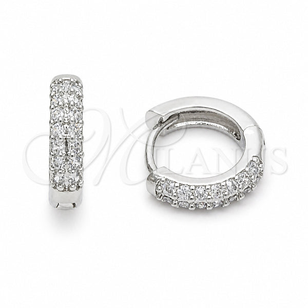 Argolla Huggie 02.267.0146.7.14 Rodio Laminado, con Zirconia Cubica Blanca, Pulido, Rodinado