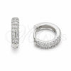 Argolla Huggie 02.267.0146.7.14 Rodio Laminado, con Zirconia Cubica Blanca, Pulido, Rodinado
