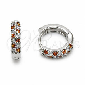 Argolla Huggie 02.267.0146.8.14 Rodio Laminado, con Zirconia Cubica Granate y Blanca, Pulido, Rodinado