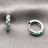 Argolla Huggie 02.267.0146.9.14 Rodio Laminado, con Zirconia Cubica Verde y Blanca, Pulido, Rodinado