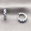 Argolla Huggie 02.267.0146.10.14 Rodio Laminado, con Zirconia Cubica Turquoise y Blanca, Pulido, Rodinado