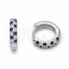 Argolla Huggie 02.267.0146.10.14 Rodio Laminado, con Zirconia Cubica Turquoise y Blanca, Pulido, Rodinado