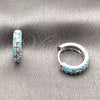 Argolla Huggie 02.267.0146.11.14 Rodio Laminado, con Zirconia Cubica Turquoise y Blanca, Pulido, Rodinado