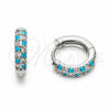 Argolla Huggie 02.267.0146.11.14 Rodio Laminado, con Zirconia Cubica Turquoise y Blanca, Pulido, Rodinado