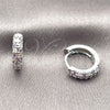 Argolla Huggie 02.267.0146.12.14 Rodio Laminado, con Zirconia Cubica Amatista y Blanca, Pulido, Rodinado