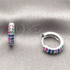 Argolla Huggie 02.267.0146.13.14 Rodio Laminado, con Zirconia Cubica Multicolor y Blanca, Pulido, Rodinado