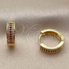 Argolla Huggie 02.267.0147.15 Oro Laminado, con Zirconia Cubica Blanca y Granate, Pulido, Tono Dorado