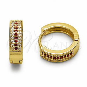 Argolla Huggie 02.267.0147.15 Oro Laminado, con Zirconia Cubica Blanca y Granate, Pulido, Tono Dorado