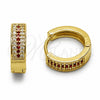 Argolla Huggie 02.267.0147.15 Oro Laminado, con Zirconia Cubica Blanca y Granate, Pulido, Tono Dorado