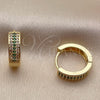 Argolla Huggie 02.267.0147.1.15 Oro Laminado, con Zirconia Cubica Verde y Blanca, Pulido, Tono Dorado