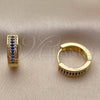 Argolla Huggie 02.267.0147.2.15 Oro Laminado, con Zirconia Cubica Zafiro Azul y Blanca, Pulido, Tono Dorado