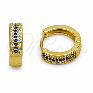 Argolla Huggie 02.267.0147.2.15 Oro Laminado, con Zirconia Cubica Zafiro Azul y Blanca, Pulido, Tono Dorado