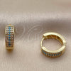 Argolla Huggie 02.267.0147.3.15 Oro Laminado, con Zirconia Cubica Turquoise y Blanca, Pulido, Tono Dorado