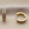 Argolla Huggie 02.267.0147.4.15 Oro Laminado, con Zirconia Cubica Blanca y Amatista, Pulido, Tono Dorado