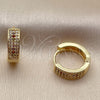 Argolla Huggie 02.267.0147.5.15 Oro Laminado, con Zirconia Cubica Multicolor y Blanca, Pulido, Tono Dorado