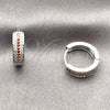 Argolla Huggie 02.267.0147.6.15 Rodio Laminado, con Zirconia Cubica Granate y Blanca, Pulido, Rodinado