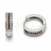 Argolla Huggie 02.267.0147.6.15 Rodio Laminado, con Zirconia Cubica Granate y Blanca, Pulido, Rodinado