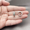Argolla Huggie 02.267.0147.7.15 Rodio Laminado, con Zirconia Cubica Blanca y Verde, Pulido, Rodinado