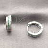 Argolla Huggie 02.267.0147.7.15 Rodio Laminado, con Zirconia Cubica Blanca y Verde, Pulido, Rodinado