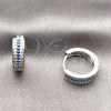 Argolla Huggie 02.267.0147.8.15 Rodio Laminado, con Zirconia Cubica Blanca y Zafiro Azul, Pulido, Rodinado