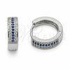 Argolla Huggie 02.267.0147.8.15 Rodio Laminado, con Zirconia Cubica Blanca y Zafiro Azul, Pulido, Rodinado