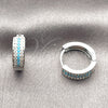 Argolla Huggie 02.267.0147.9.15 Rodio Laminado, con Zirconia Cubica Blanca y Turquoise, Pulido, Rodinado