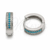 Argolla Huggie 02.267.0147.9.15 Rodio Laminado, con Zirconia Cubica Blanca y Turquoise, Pulido, Rodinado