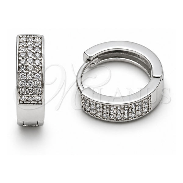 Argolla Huggie 02.267.0147.10.15 Oro Laminado Blanco, con Zirconia Cubica Amatista y Blanca, Pulido, Rodinado
