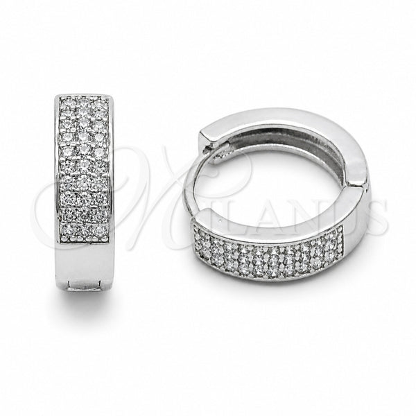 Argolla Huggie 02.267.0147.10.15 Rodio Laminado, con Zirconia Cubica Amatista y Blanca, Pulido, Rodinado