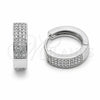 Argolla Huggie 02.267.0147.10.15 Rodio Laminado, con Zirconia Cubica Amatista y Blanca, Pulido, Rodinado