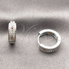 Argolla Huggie 02.267.0147.11.15 Rodio Laminado, con Zirconia Cubica Multicolor y Blanca, Pulido, Rodinado
