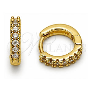 Argolla Huggie 02.267.0148.12 Oro Laminado, con Zirconia Cubica Blanca, Pulido, Tono Dorado