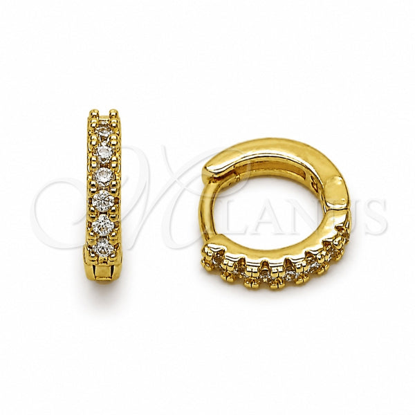Argolla Huggie 02.267.0148.12 Oro Laminado, con Zirconia Cubica Blanca, Pulido, Tono Dorado