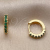 Argolla Huggie 02.267.0148.1.12 Oro Laminado, con Zirconia Cubica Verde, Pulido, Tono Dorado
