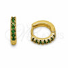 Argolla Huggie 02.267.0148.1.12 Oro Laminado, con Zirconia Cubica Verde, Pulido, Tono Dorado