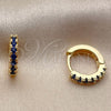 Argolla Huggie 02.267.0148.2.12 Oro Laminado, con Zirconia Cubica Zafiro Azul, Pulido, Tono Dorado
