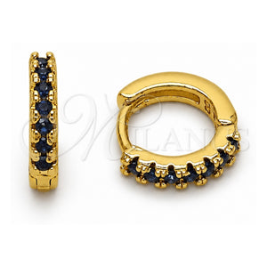 Argolla Huggie 02.267.0148.2.12 Oro Laminado, con Zirconia Cubica Zafiro Azul, Pulido, Tono Dorado