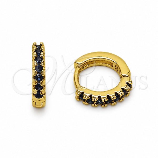 Argolla Huggie 02.267.0148.2.12 Oro Laminado, con Zirconia Cubica Zafiro Azul, Pulido, Tono Dorado