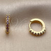 Argolla Huggie 02.267.0148.3.12 Oro Laminado, con Zirconia Cubica Amatista, Pulido, Tono Dorado