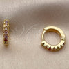 Argolla Huggie 02.267.0148.4.12 Oro Laminado, con Zirconia Cubica Multicolor, Pulido, Tono Dorado