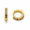 Argolla Huggie 02.267.0148.4.12 Oro Laminado, con Zirconia Cubica Multicolor, Pulido, Tono Dorado