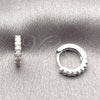 Argolla Huggie 02.267.0148.5.12 Rodio Laminado, con Zirconia Cubica Blanca, Pulido, Rodinado