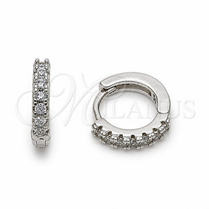 Argolla Huggie 02.267.0148.5.12 Rodio Laminado, con Zirconia Cubica Blanca, Pulido, Rodinado