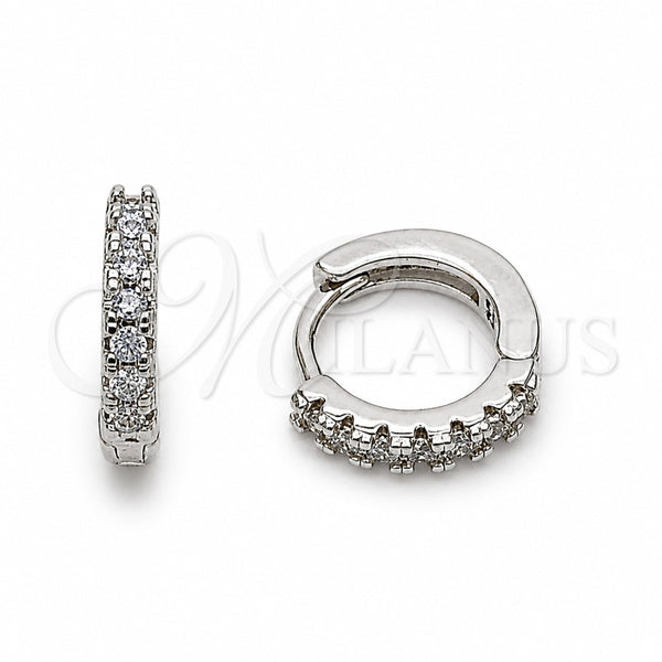 Argolla Huggie 02.267.0148.5.12 Rodio Laminado, con Zirconia Cubica Blanca, Pulido, Rodinado